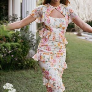 Petal and pup peony Floral Ruffle Dress